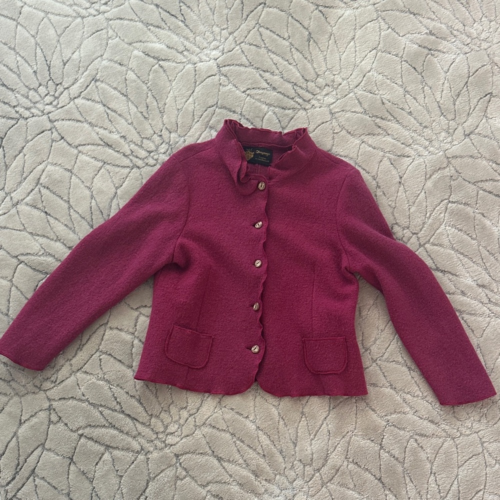 Elegant Magenta Wool Pea Coat